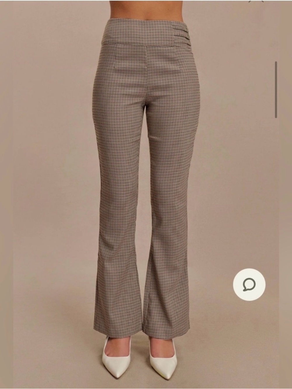 Meshki Sweeney Mid-Rise Buckle Straight Leg Pants – Tan Check – Size S – NWT